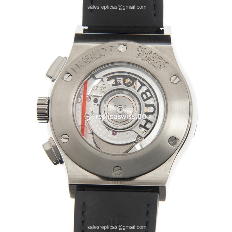 Hublot Classic Fusion Replica - Automatic - Titanium Case - Black Dial - Leather Strap - View 3