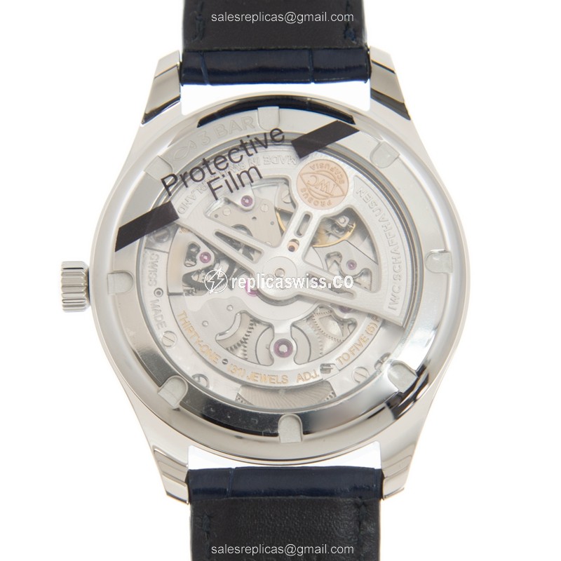IWC Portuguese IW358304 Replica - Automatic - Steel Case - Silver Dial - Blue Alligator Strap - View 3