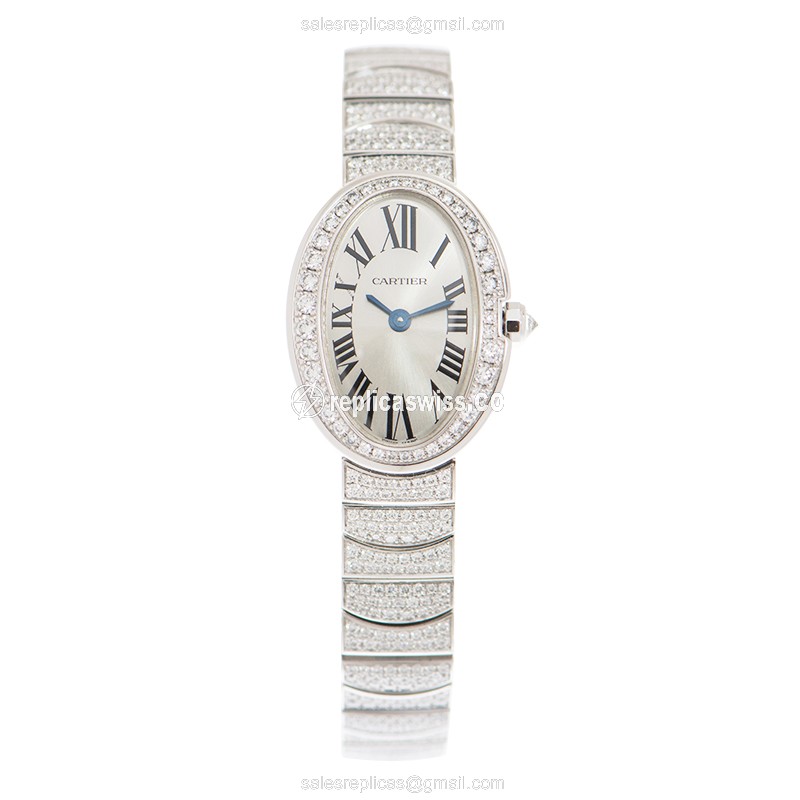Cartier HPI00327 BAIGNOIRE - Quartz - 18kt White Gold - Diamond Dial - Silver Clasp - View 2
