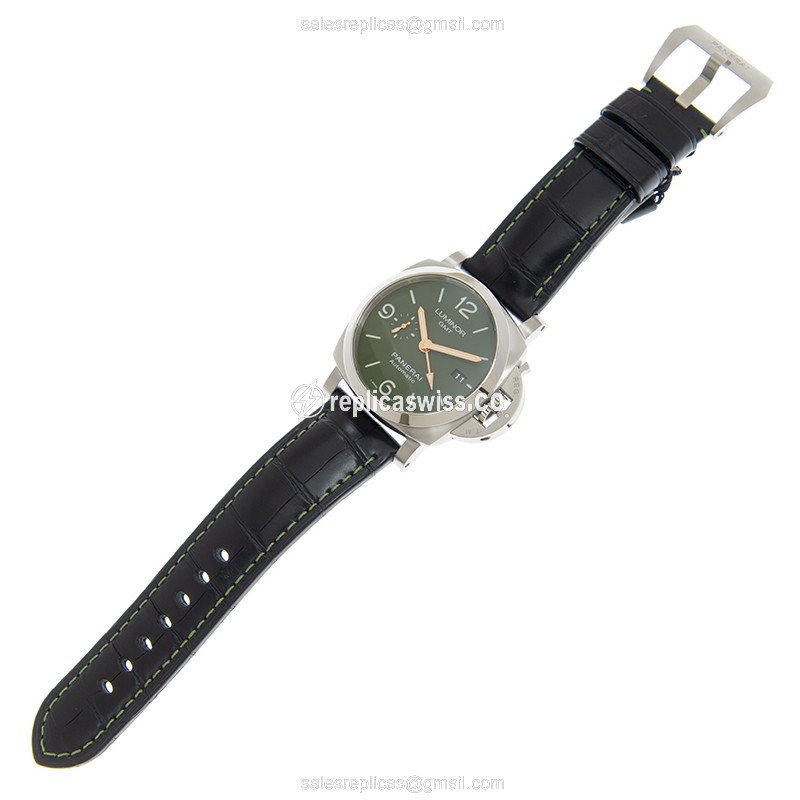 Panerai PAM01056 Replica - Automatic - Steel Case - Green Dial - Black Alligator Strap - View 2