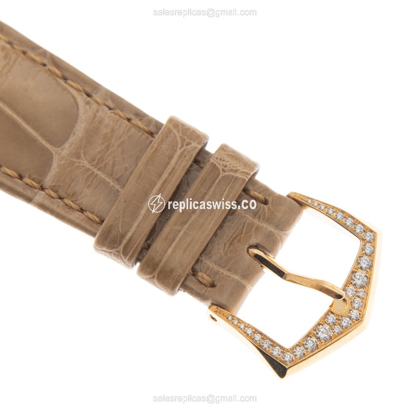 Patek Philippe 5077/100R-036 Replica - Automatic - 18kt Rose Gold - Diamond - Brown Dial - Alligator Strap - View 4