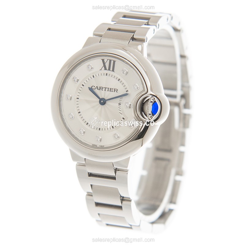Cartier Ballon Bleu Replica - Quartz - Stainless Steel - Silver Dial - Steel Strap - View 3