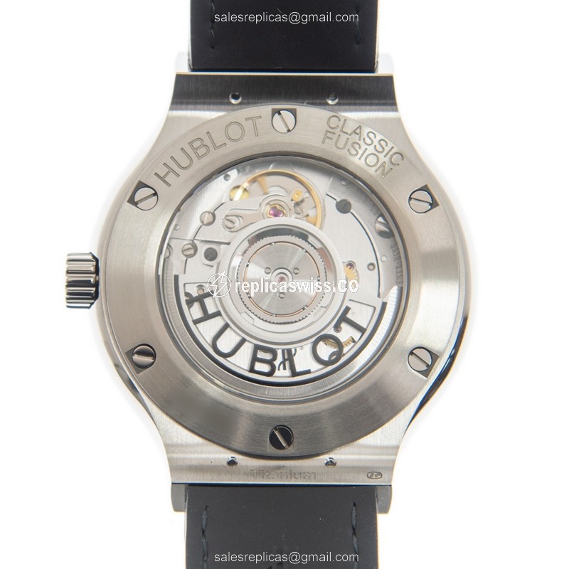 Hublot Classic Fusion Replica - Automatic - Titanium Case - Dark Grey - Grey Alligator Strap - View 3