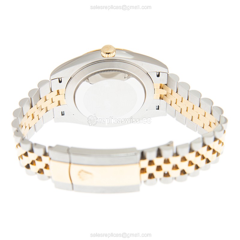 Rolex DATEJUST Replica - Automatic - 18kt Gold & Steel - White Dial - View 4