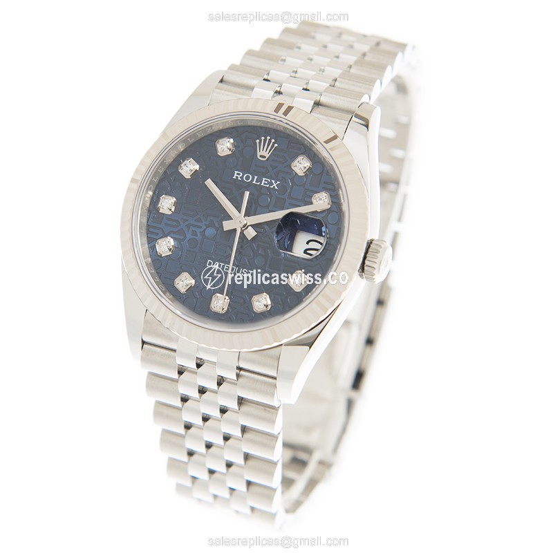 Rolex DATEJUST 126234-0011 Replica - Automatic - White Gold & Steel - Blue Dial - View 3