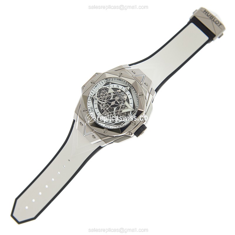 Hublot Big Bang Replica - Automatic - Titanium Case - White Dial - Rubber Strap - View 2