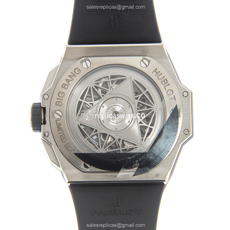 Hublot Big Bang Replica - Automatic - Titanium Case - White Dial - Rubber Strap - View 3