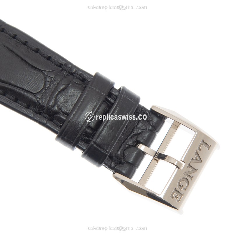 A. Lange & Sohne 238.026 1815 Chrono - Auto - 18kt White Gold - White Dial - Black Alligator Buckle - View 4