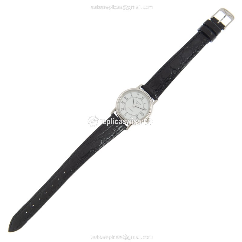 Longines Presence Replica - Automatic - White Dial - Leather Strap, Buckle Clasp - View 2