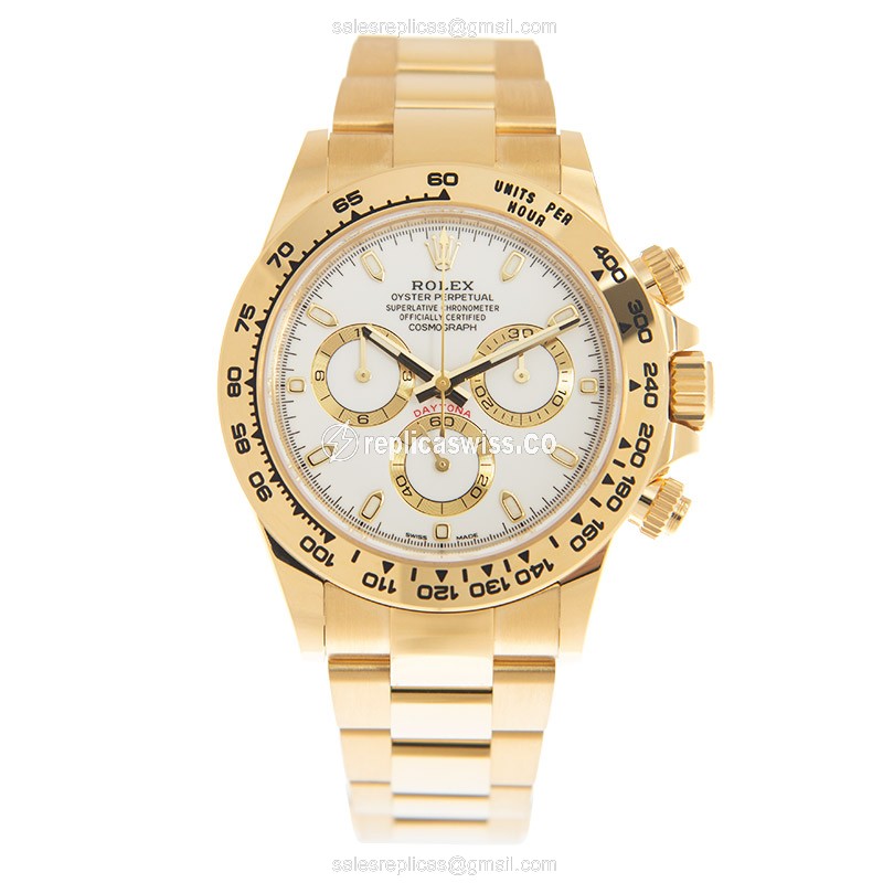 Rolex Daytona 116508-0001 - Auto - 18kt Gold - White Dial - Gold Strap - View 2