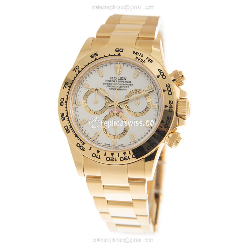 Rolex Daytona 116508-0001 - Auto - 18kt Gold - White Dial - Gold Strap - View 3