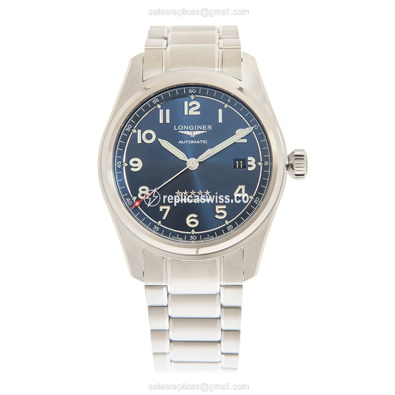 Longines Spirit Replica - Automatic - Steel Case - Blue Dial, Silver Clasp - View 2