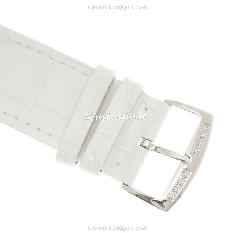 Franck Muller 1000 SC D LONG ISLAND - Auto 18kt White Gold - Diamond Silver Dial - Leather White Buckle - View 4