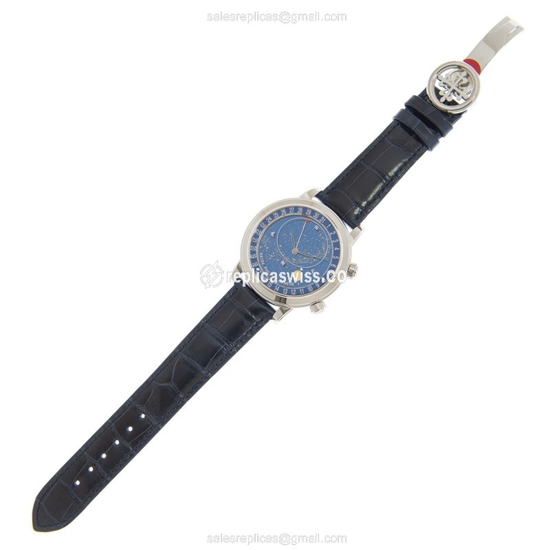Patek Philippe 6102P-001 Grand Complications - Automatic - 950 Platinum - Blue Dial - Alligator Blue Strap - View 2