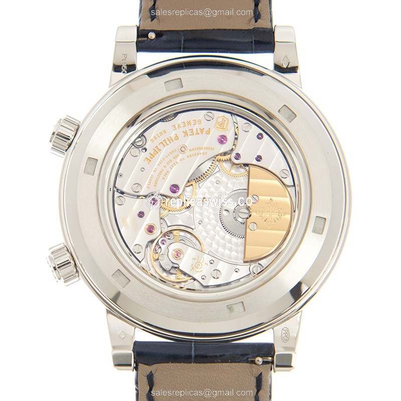 Patek Philippe 6102P-001 Grand Complications - Automatic - 950 Platinum - Blue Dial - Alligator Blue Strap - View 3