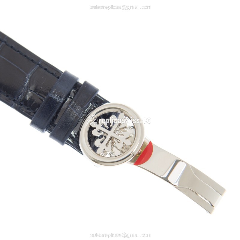 Patek Philippe 6102P-001 Grand Complications - Automatic - 950 Platinum - Blue Dial - Alligator Blue Strap - View 4
