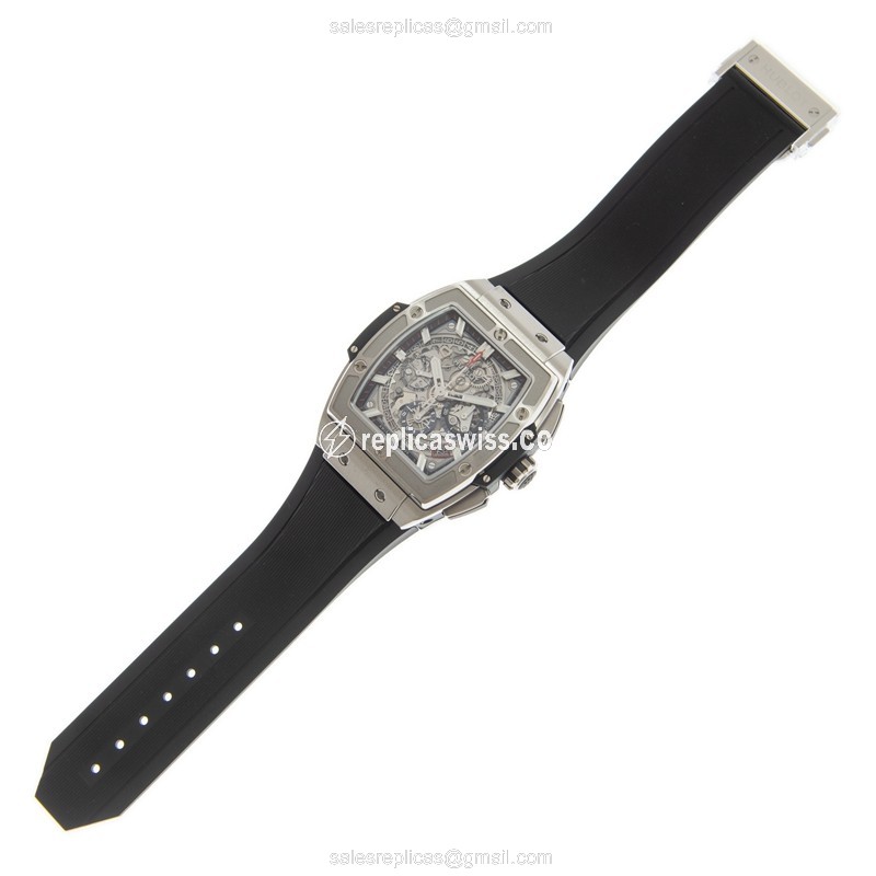 Hublot BIG BANG Replica - Automatic - Titanium Case - Silver Dial - Black Rubber Strap - View 2