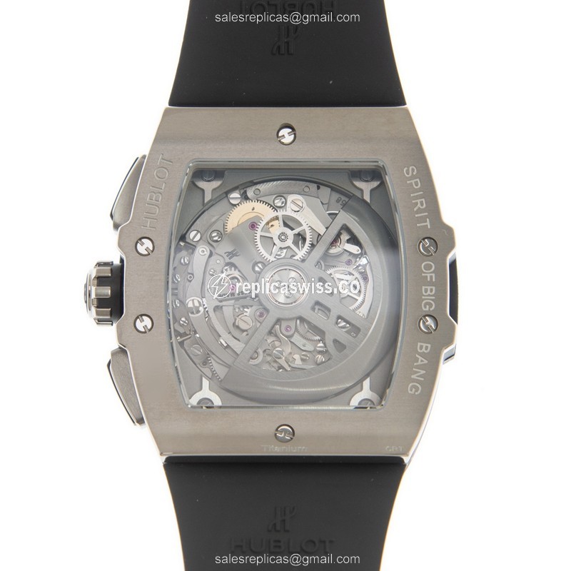 Hublot BIG BANG Replica - Automatic - Titanium Case - Silver Dial - Black Rubber Strap - View 3