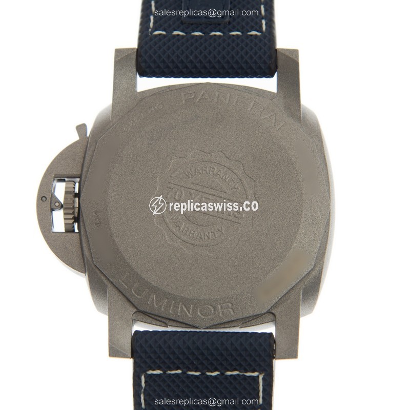 Panerai PAM01117 Luminor Marina - Auto - Titanium Case - Blue Dial - Canvas Blue Strap - View 3