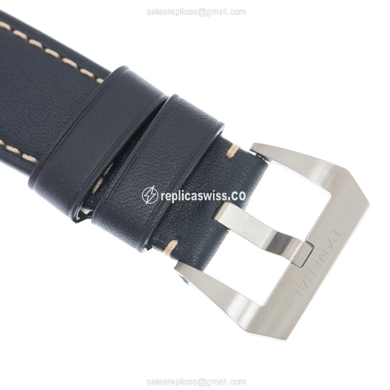 Panerai PAM01085 Replica - Manual - Stainless Steel - Blue Dial - Leather Blue Strap - View 4