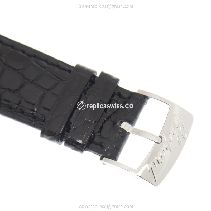 Chopard Happy Diamond Quartz 18kt White Gold Buckle Black Leather - View 4