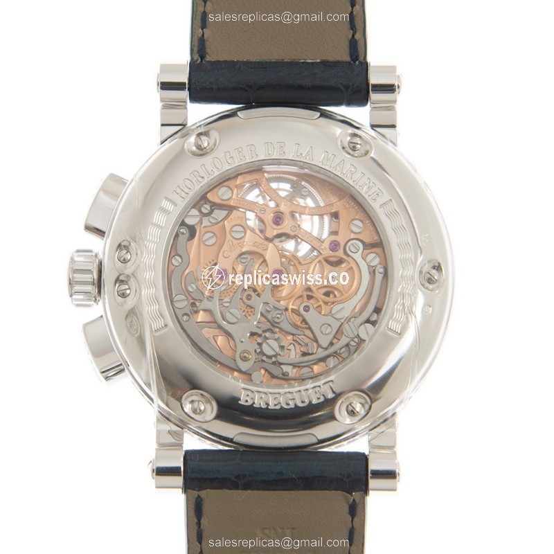Breguet Marine Replica - Manual Wind - 18kt White Gold - Diamond - Silver Dial - Green Alligator Strap - View 3