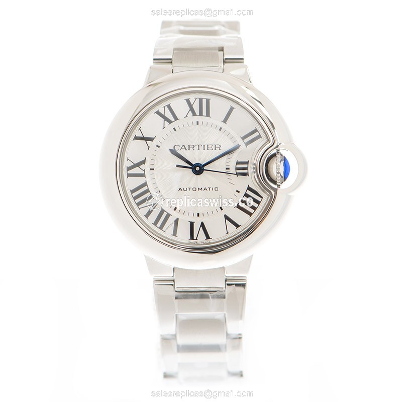 Cartier Ballon Bleu Replica - Automatic - Steel Case - Silver Dial - Steel Band - View 2