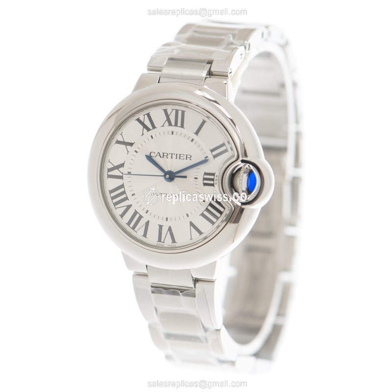 Cartier Ballon Bleu Replica - Automatic - Steel Case - Silver Dial - Steel Band - View 3