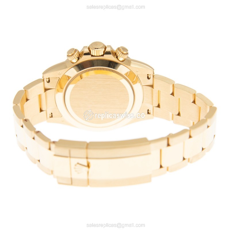 Rolex Daytona Replica - Automatic 18kt Gold - White Dial - Clasp - Transparent Gold Strap - View 4