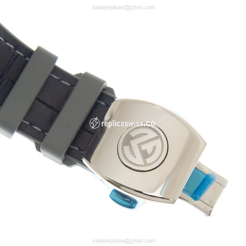Franck Muller V45 MB SC DT Vanguard - Automatic - Steel Case, Gray Dial, Blue Leather Strap - View 4