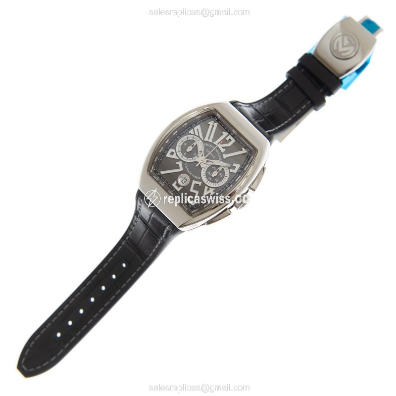 Franck Muller V 41 CC DTAC.TT Vanguard - Automatic | Steel Case | Gray Dial | Black Leather Strap - View 2