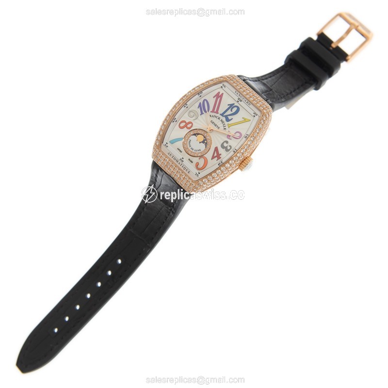 Franck Muller V32 SC AT FO L D CD 1R COL DRM - 18kt Rose Gold Case - Automatic - White Dial - Leather Strap - View 2