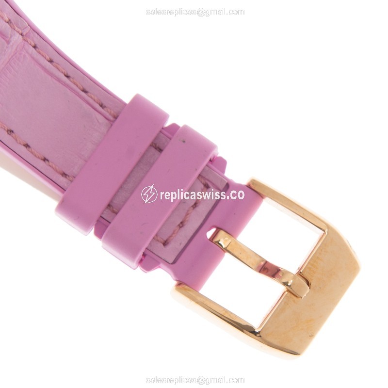 Franck Muller V35 QZ COL DRM 18kt Rose Gold Quartz Watch - White Dial, Pink Leather Strap - View 4