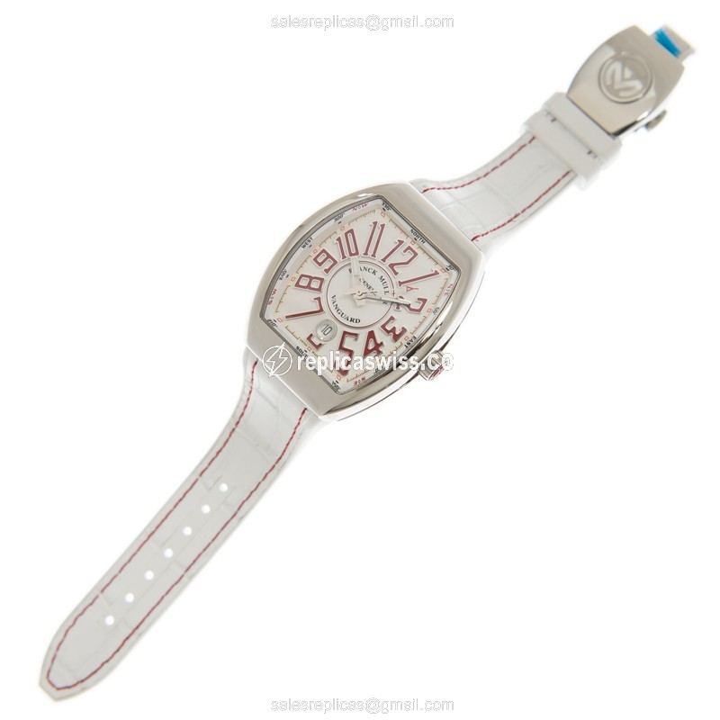 Franck Muller V41 SC DT AC.RG Vanguard - Auto - Stainless Steel - White Dial - Leather Strap - View 2