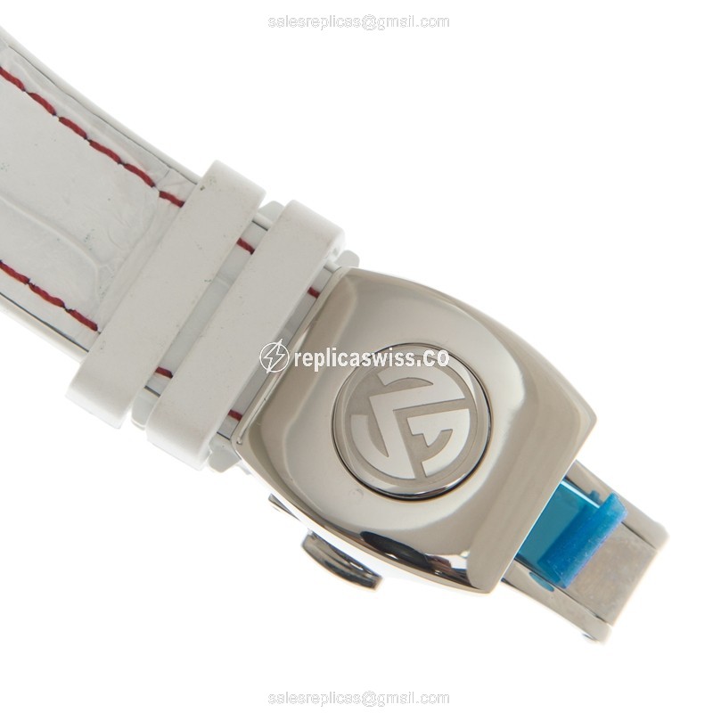 Franck Muller V41 SC DT AC.RG Vanguard - Auto - Stainless Steel - White Dial - Leather Strap - View 4