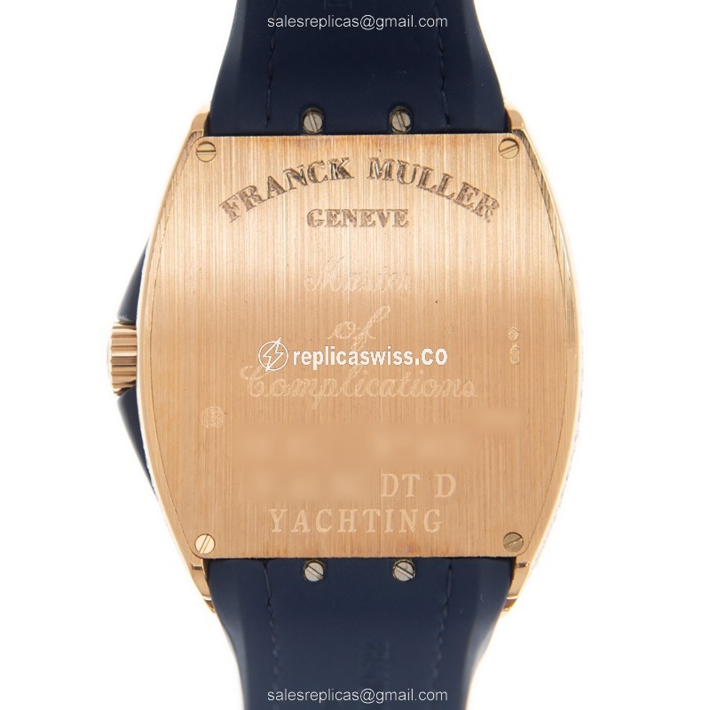 Franck Muller V 41 SC DT D YACHTING Replica - Automatic - 18kt Rose Gold Case - Blue Dial & Diamond bezel - View 3