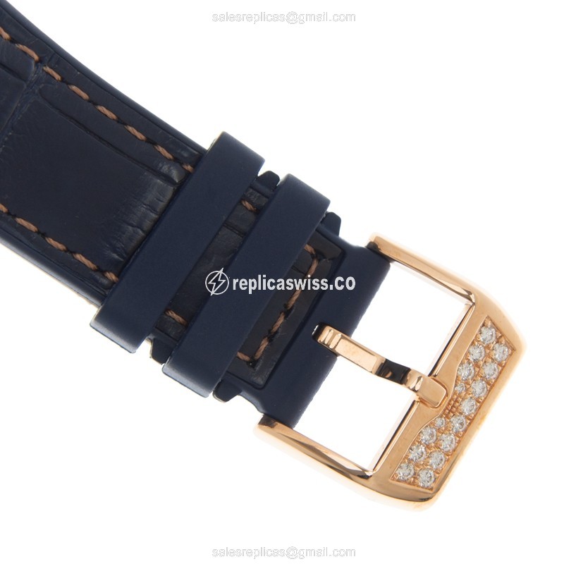 Franck Muller V 41 SC DT D YACHTING Replica - Automatic - 18kt Rose Gold Case - Blue Dial & Diamond bezel - View 4