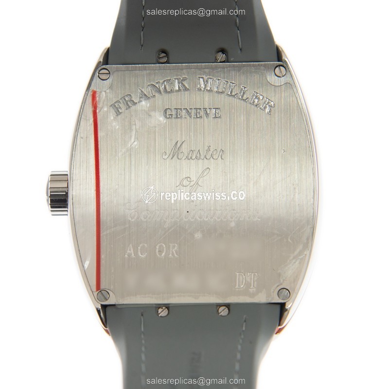 Franck Muller V 45 MB SC DT AC.OR Replica - Automatic - Steel Case - Gray Dial - Orange Leather Strap - View 3