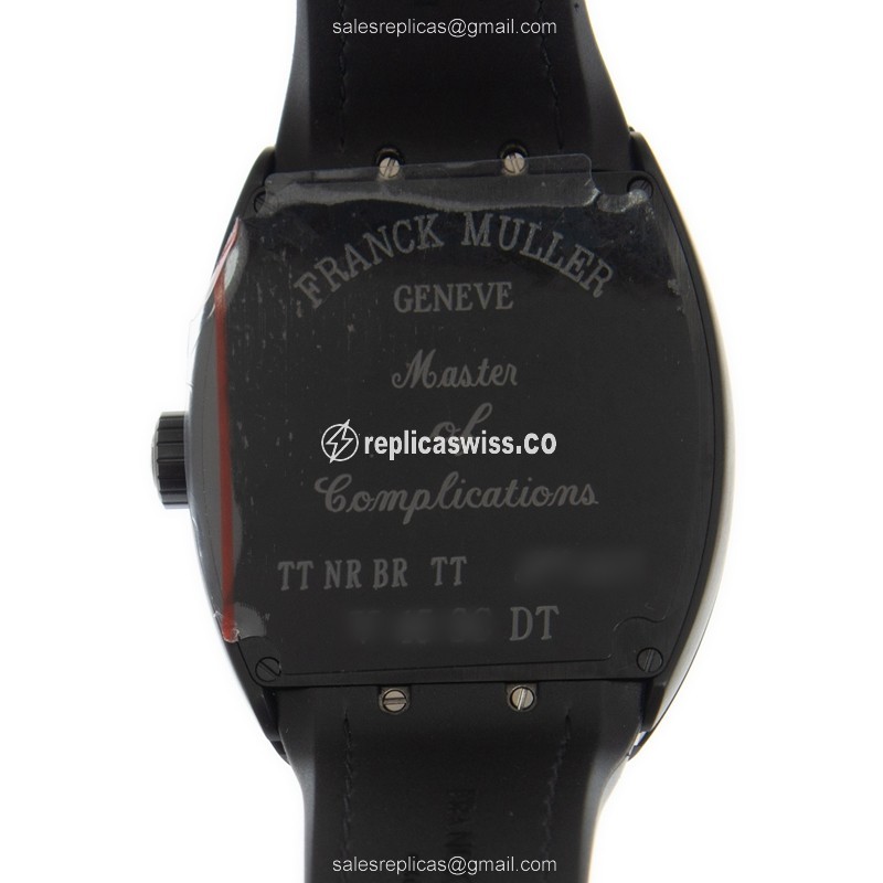 Franck Muller V 45 SC DT TT NR BRTT Vanguard Automatic - Steel Case - Black Dial, Leather Strap - View 2