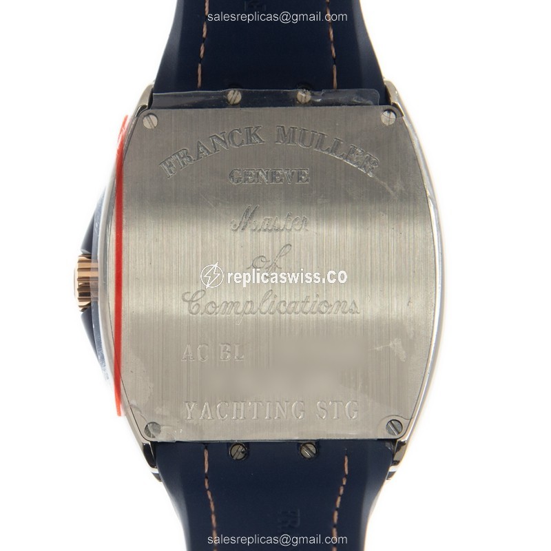 Franck Muller V41 SC DT YACHTING STG AC.BL VANGUARD - Auto - Blue Dial - Steel Case - Blue Leather Strap - View 3