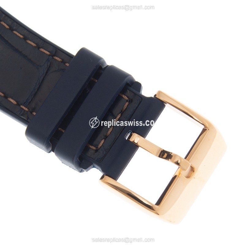 Franck Muller V 41 S6 SQT Yachtancing ANC Replica - Manual Wind - 18kt Rose Gold - Transparent Dial - Blue Leather Strap - View 4