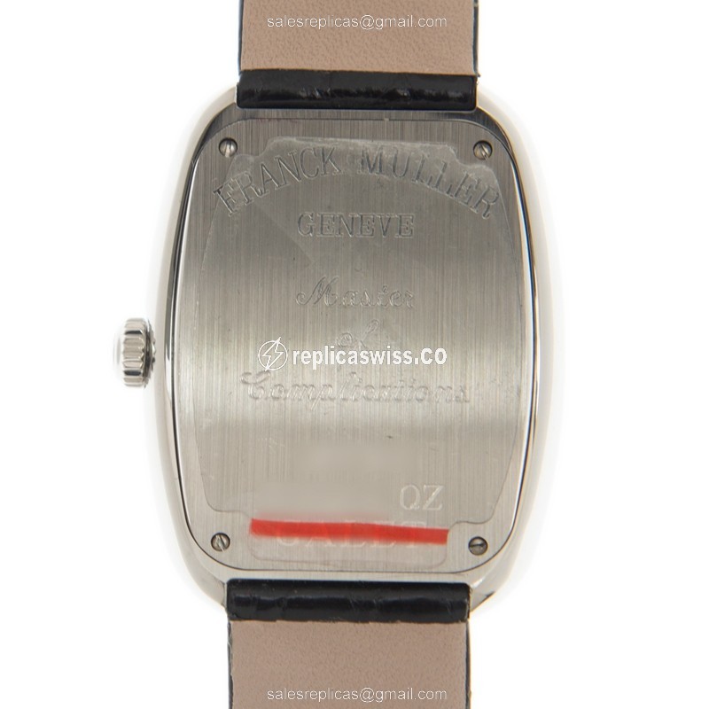 Franck Muller 3002 L QZ CALET AC GALET - Quartz | Stainless Steel Case | Silver Dial | Black Leather Strap - View 3