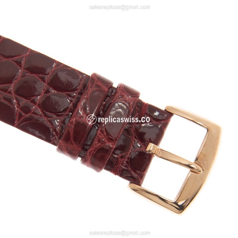 Franck Muller 5002 M QZ C 6H 5N-RED STRAP HEART Quartz 18kt Rose Gold Replica | Heart Movement | White Dial | Buckle Clasp - View 4