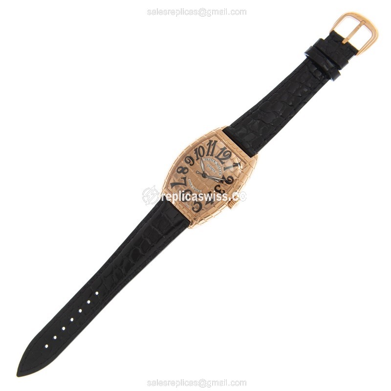 Franck Muller 7880 B SC GOLD CRO Auto 18kt Rose Gold - Gold Dial - Leather Strap - Buckle Clasp - View 2