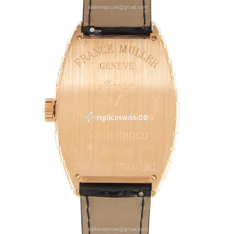Franck Muller 7880 B SC GOLD CRO Auto 18kt Rose Gold - Gold Dial - Leather Strap - Buckle Clasp - View 3
