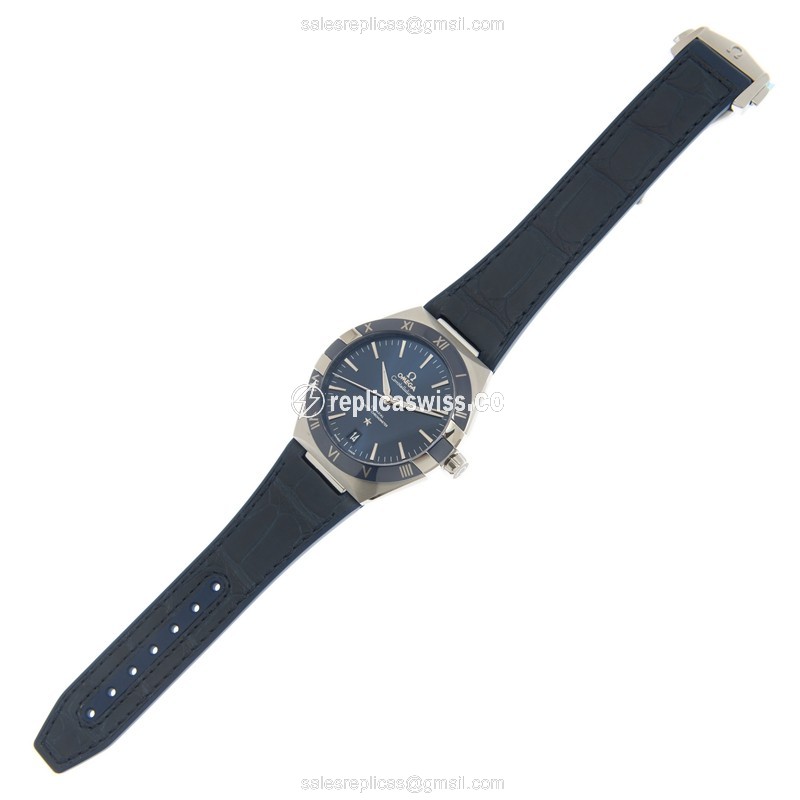 Omega Constellation Replica - Automatic - Steel Case - Blue Dial - Blue Leather Strap - View 2