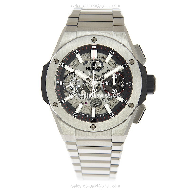 Hublot Big Bang Replica - Automatic - Titanium Case - Transparent - Silver Strap - View 2