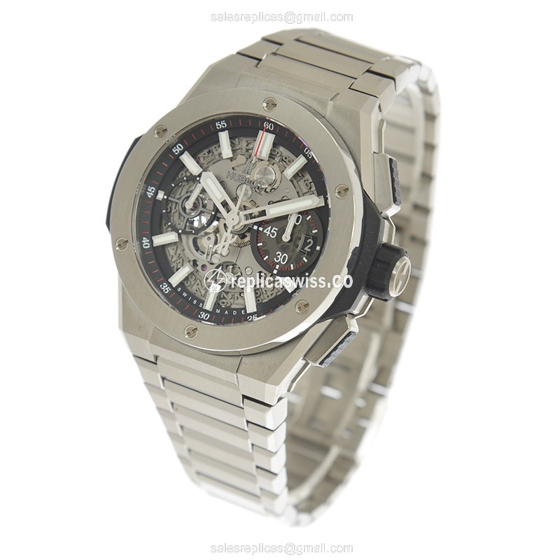 Hublot Big Bang Replica - Automatic - Titanium Case - Transparent - Silver Strap - View 3