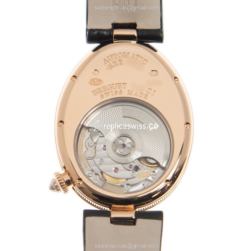 Breguet Reine de Naples 18kt Rose Gold Automatic - White Dial - Leather Strap - Clasp - View 3