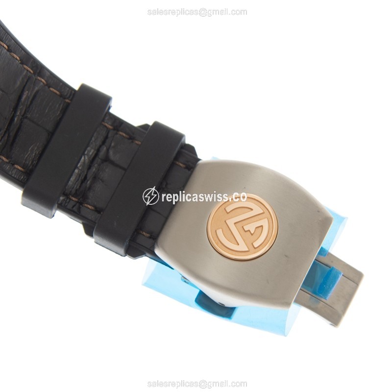 Franck Muller V45 Titanium Automatic - Black Dial, Brown Leather - Clasp - View 4